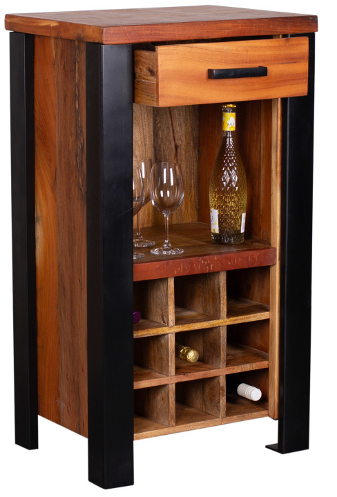 Weinkommode Venosa Oldwood 56x45x102 cm Braun